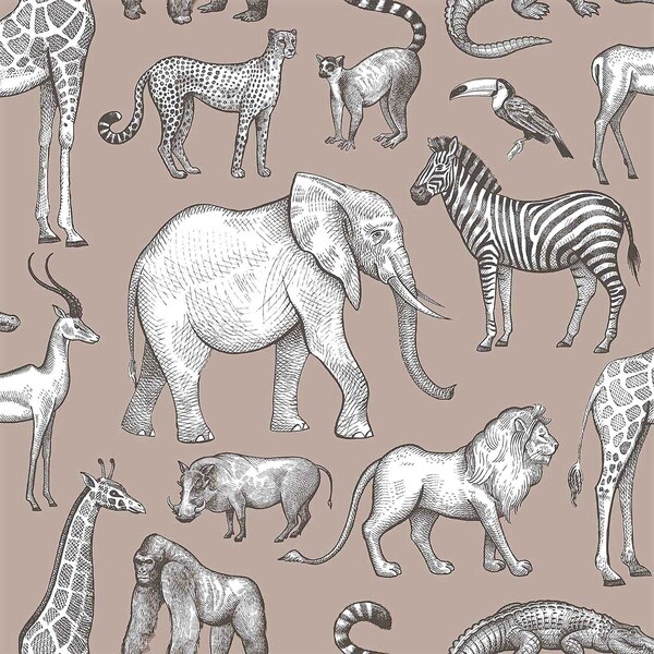 Chesapeake Kenji Light Brown Safari Wallpaper 4060-139271 - main