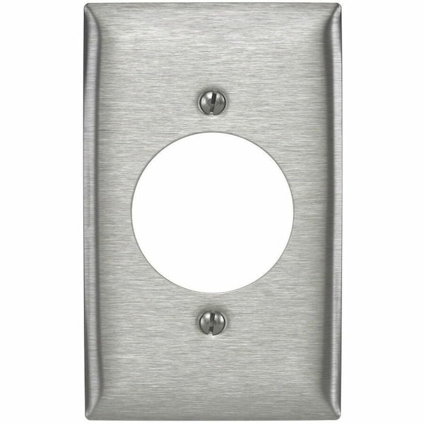 Hubbell Wiring Device-Kellems Single Receptacle Wall Plates, Number of Gangs: 1 Stainless Steel, Brushed Finish, Silver SS725 - main