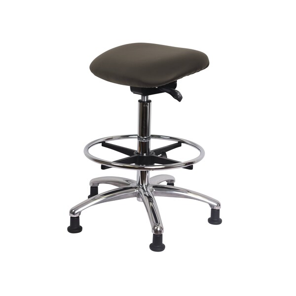 Blue Ridge Ergonomics Vinyl Sit-Stand Chrome-Standing Height with Chrome Foot Ring Stat Glides in Elephant Voyager Vinyl VSTSS-CR-CF-RG-2022 - main