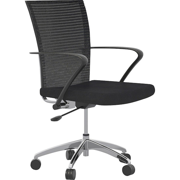 Mayline Fabric Task Chair, 18-1/2" to 22-1/4", Integrated Arms, Black TSH3BB - main