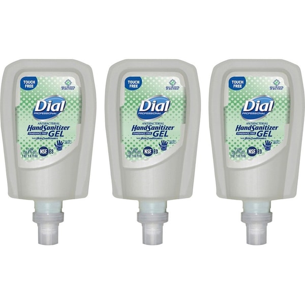 Dial Antibacterial Gel Hand Sanitizer Refill for FIT Touch Free Dispenser, 1.2 L, Fragrance-Free, 3PK 19029 - main