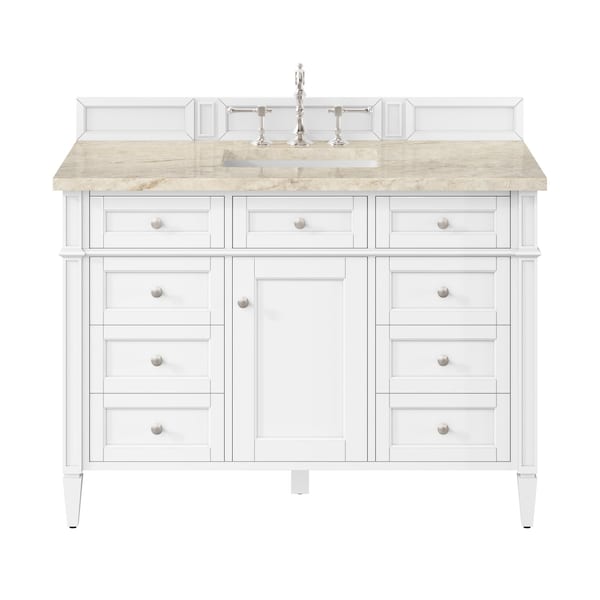 James Martin Vanities Brittany 48" Single Vanity in Bright White, w/ 3 CM Tajnar Eclos Top 655-V48-BW-3TJR - main