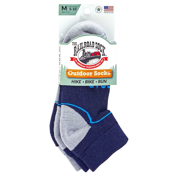 Railroad Sock Unisex Outdoor Quarter Socks, Wool/Nylon/Spandex, Grey/Blue, 5-10 W; 4-7.5 M, 2 PK OD291QUBL - main