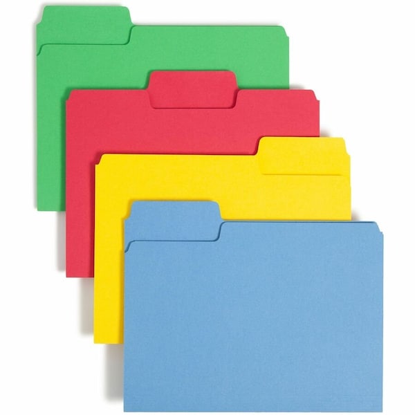 Smead SuperTab Colored File Folders, 1/3 Cut, Letter, Assorted, 100/Box 11987 - main