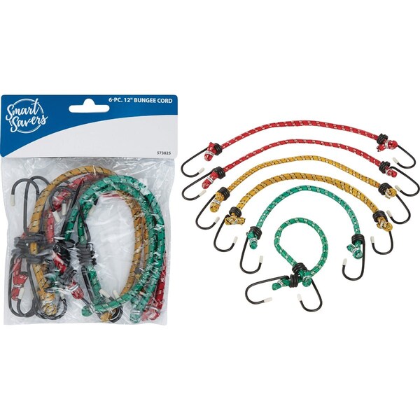 Smart Savers 6mmx12'' Coated Bungee Cord, 6PK CC101085 - main