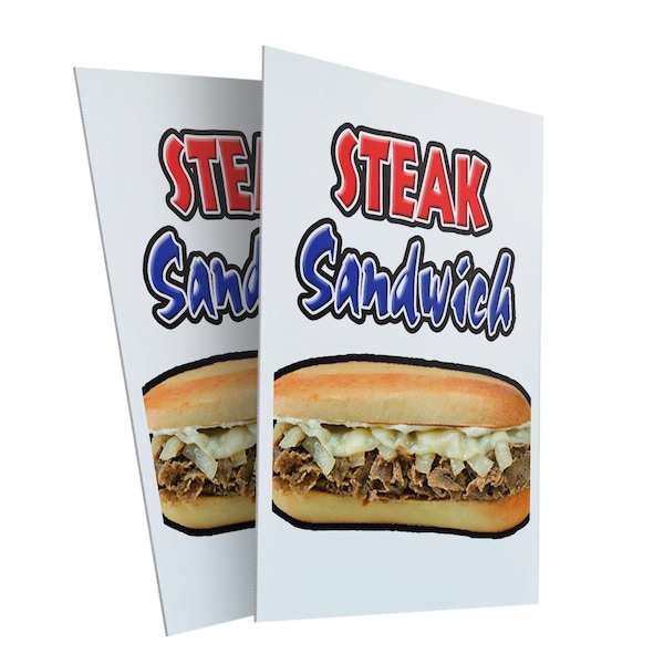 Signmission Steak Sandwich, Plastic Signs Only 24 Inch x 36 Inch, Corrugated Plastic, 2PK CSB-2436-2PACK-Steak Sandwich - main