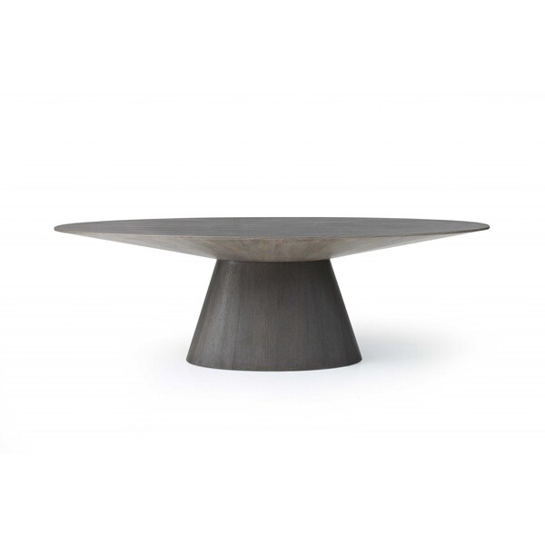 Homeroots 95" Gray Rounded Solid Wood Pedestal Base Dining Table 370712 - main