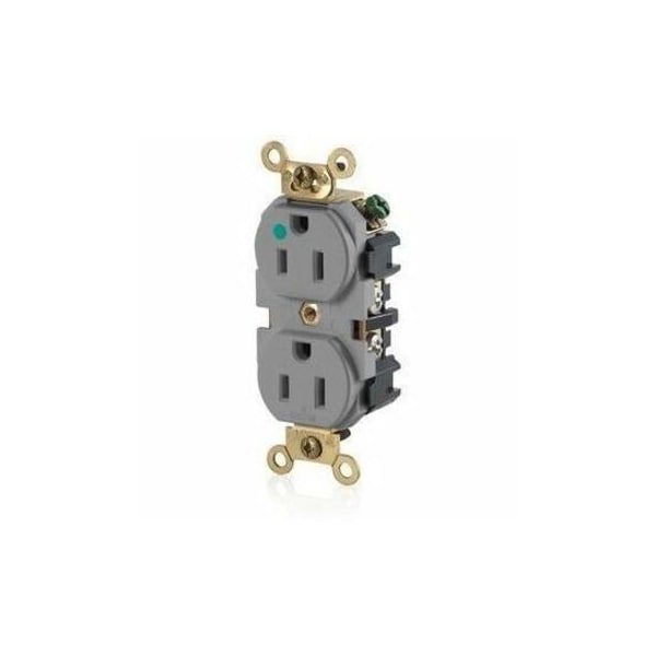 Leviton Hospital Grade Wide Body Duplex MRI Receptacle, 15 Amp, 125 Volt MRI82-GY - main