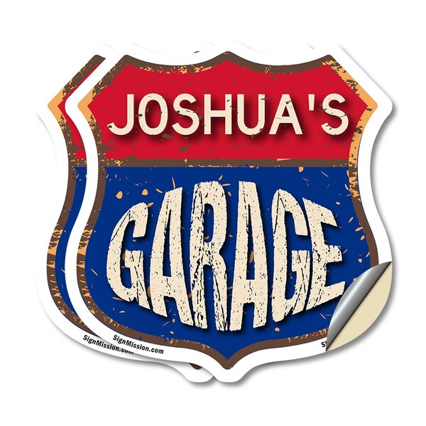 Signmission Joshua's Garage, 6 inch X 6 inch, Vinyl Decal, 2PK SHI-D-2PACK-6-383-JOSHUA - main