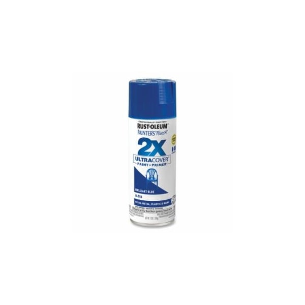 Rust-Oleum Painter's Touch 2X Ultra Cover Gloss Spray Paints + Primer, 12 oz, Aerosol Can, Brilliant Blue, 6PK 647-334027 - main