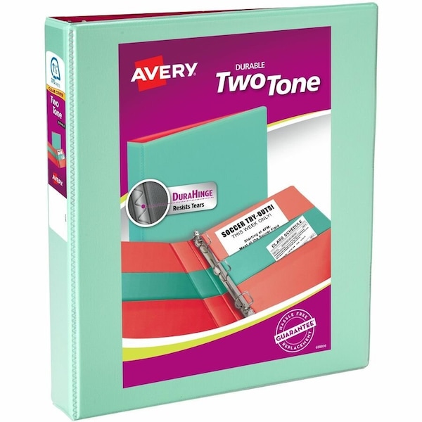 Avery Two-Tone Durable View Binder, Mint/Coral 17289 - main