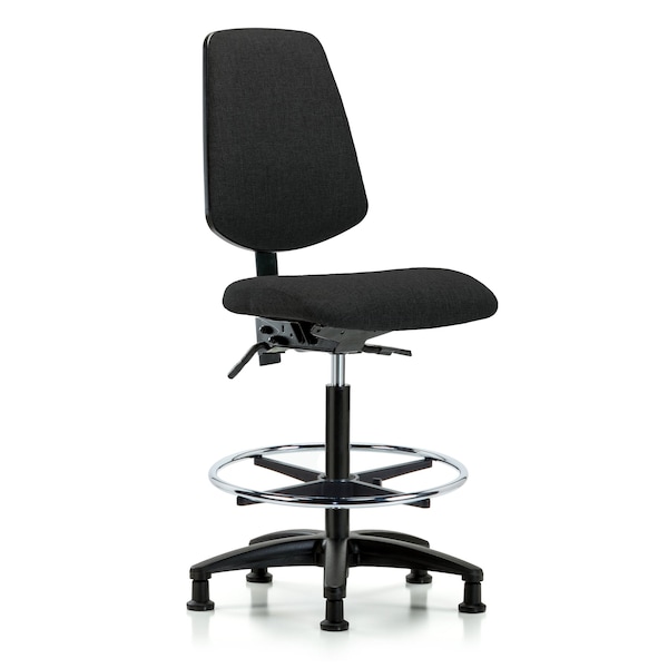 Blue Ridge Ergonomics Fab Hi Bench Chair, Med, Bk, CF, Glides, Blk, No Arms, 26" to 35-1/2" Height, Black BR-FHBCH-MB-RG-T0-A0-CF-RG-F42 - main