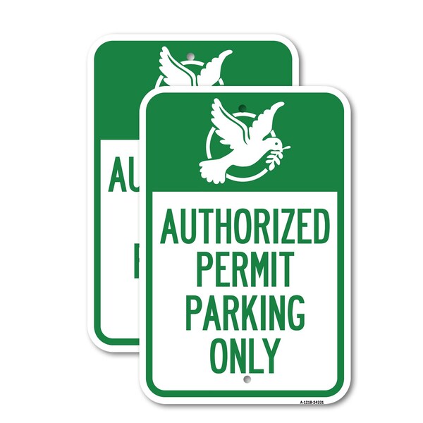 Signmission Authorized Church Parking Only With Graphic, 12'' X 18'' 2 Signs, Heavy Gauge Aluminum, 2PK A-1218-2PACK-24331 - main