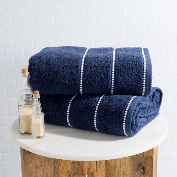 Lavish Home 2-Piece Bath Towel Set Quick Dry Large 34x68in Bath Towels for Shower, Gym, Spa, or Dorm, Navy 67-0036-N - main