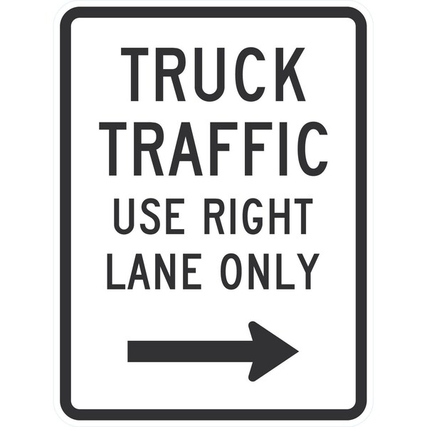 Lyle Truck Traffic Use Right Lane Only -->, 18x24, High Intensity Prismatic, White G-10388-HI_18x24 - main