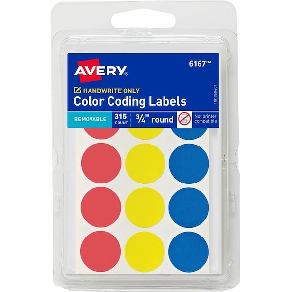 Avery Removable Color-Coding Labels, Re, PK315 6167 - main