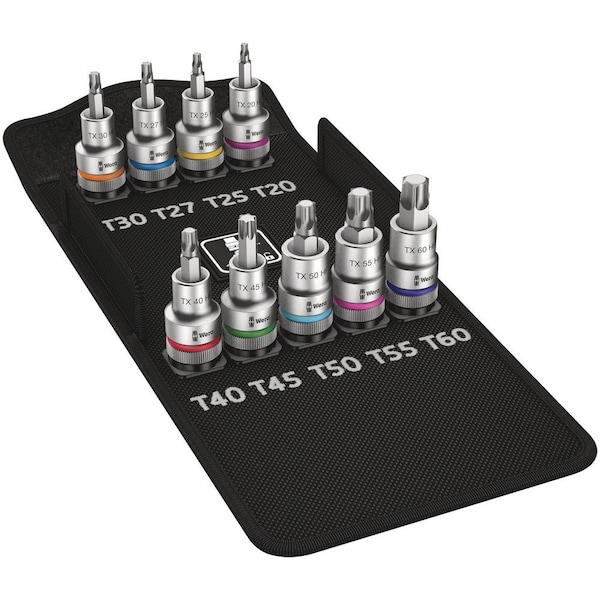 Wera 8767 C TORX HF 1 Zyklop bit socket set with 1/2 in drive, with holding function, 9 pieces 5004202001 - main
