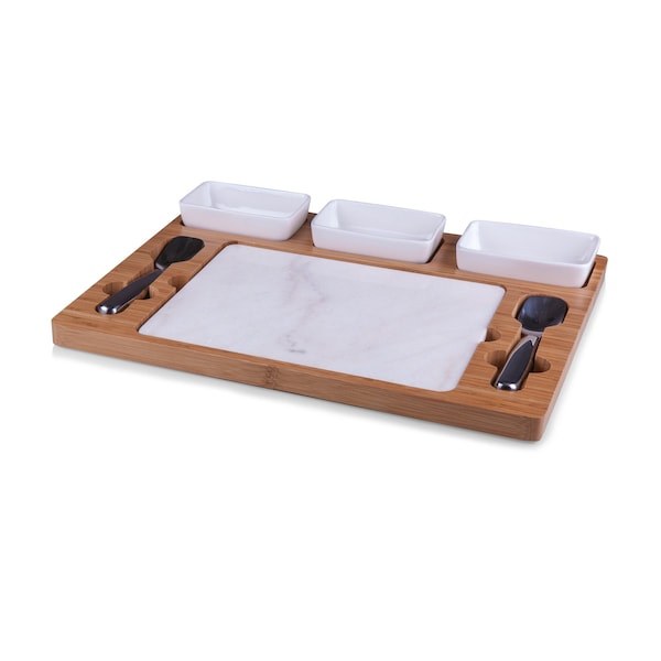 Picnic Time Family Of Brands Parlor Ice Cream Mixing Set, Bamboo & Marble 870-00-505-000-0 - main
