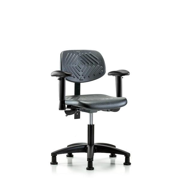 Blue Ridge Ergonomics Desk Chair Desk Chair, Poly, Tilt Adj Arms Glides, Adjustable Arms, 17" to 22" Height, Black; Blue BR-PDHCH-RG-T1-A1-RG - main