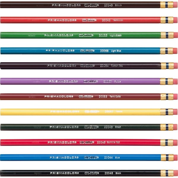 Dymo Prismaclor, COL-ERASE PENCIL WITH ERASER, 0.7 MM, 2B #1, ASSORTED LEAD/BARREL COLORS, DOZEN 20516 - main