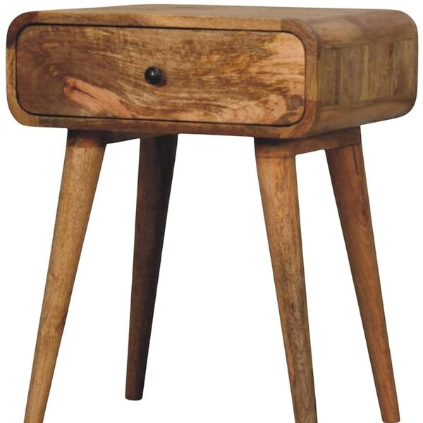 Homeroots 22" Oak Solid Wood Round One Drawer Nightstand 722587 - main