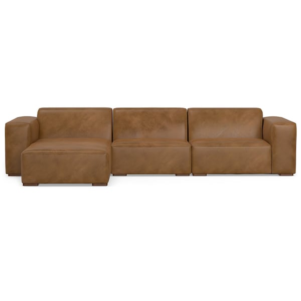 Homeroots 122" Brown Leather Modular Sofa 641017 - main