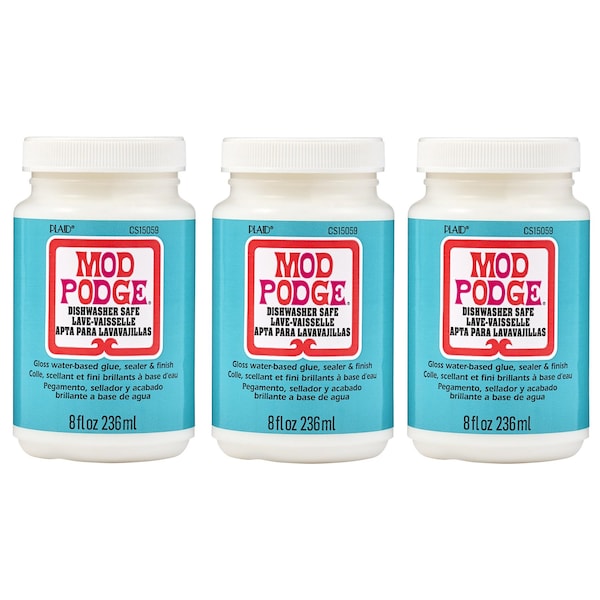 Mod Podge Decoupage Glue, Dishwasher Safe, Gloss, 8oz., 3PK CS15059 - main