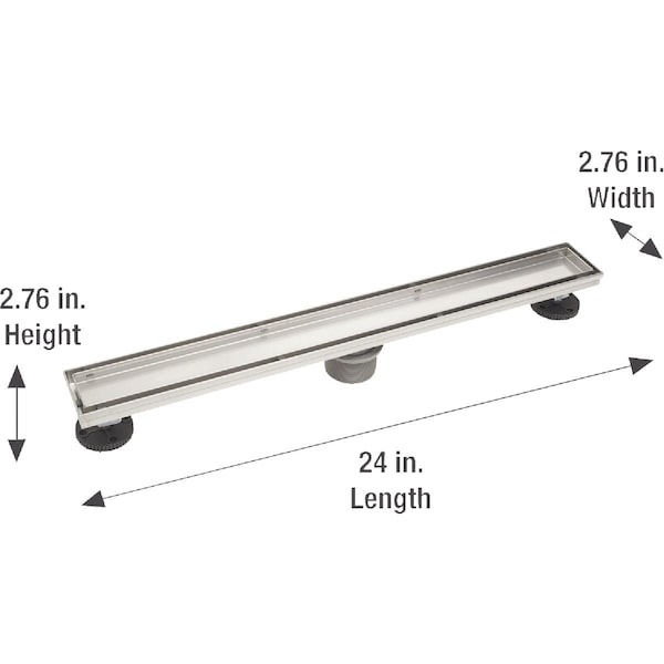 B & K 24'' Linear Shower Drain Tile-In Grate Brushed Nickel 133-008T01 - main
