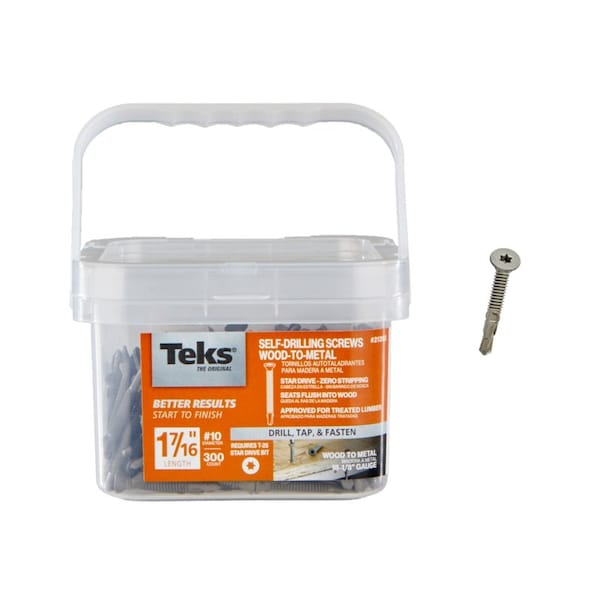 Teks #10 x 1-7/16 in Star Head Drill Point Wood-to-Metal Screws, 300PK 21392 - main