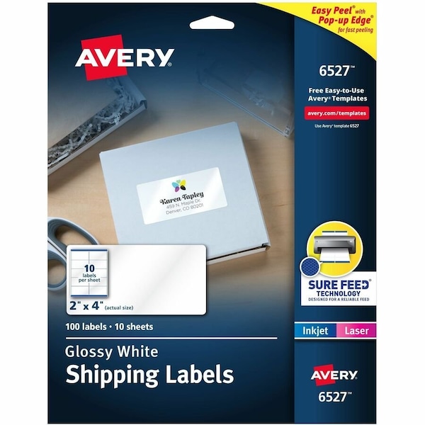 Avery Shipping Labels, Sure Feed Techn, PK100 6527 - main