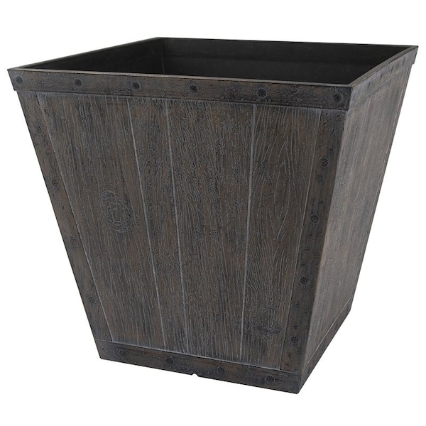 Landscapers Select Square Whiskey Barrel Planter, 13-1/4 in H, 14-1/2 In W, Square, High-Density Resin S161015-12064-A - main