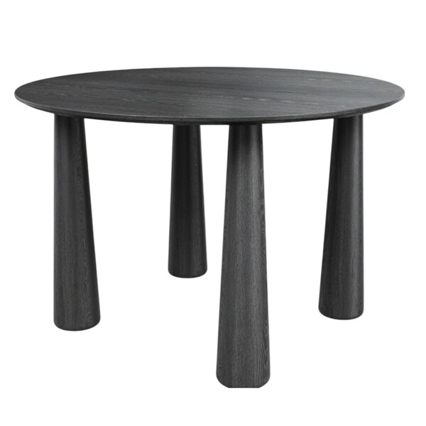Homeroots 45" Black Solid Wood Three Leg Base Round Top Dining Table 721126 - main