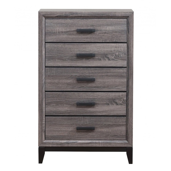 Homeroots 31" Grey Solid Wood Five Drawer Chest 478637 - main