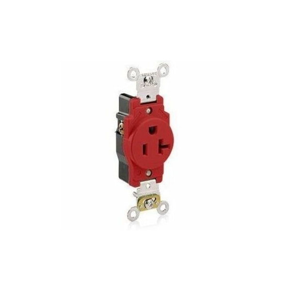 Leviton Straight Blade Receptacle, 5-20R, 20 A, 125V AC, 2 Pole, 3 Wire, Flush Mount, Single, Red 5361-R - main