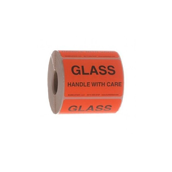 Bubblefast 500 3'' x 2'' Glass Handle With Care Labels 500 Glass Handle With Care Labels - main
