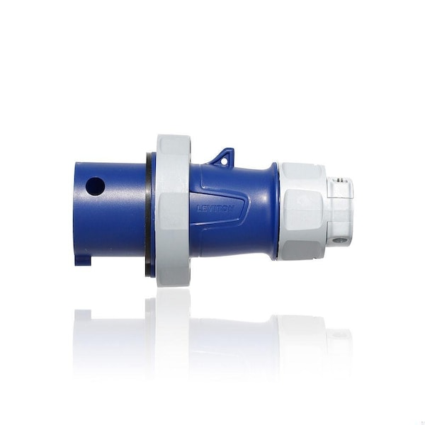 Leviton Pin & Sleeve Plug, 30/32 A, 250V AC, Three Phase, 3 Pole, IEC Grounding, Blue, NEMA 3R, 4X, 6P, 12 430P9WLEV - main