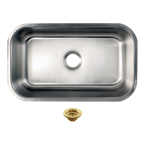 Kingston Brass 30-Inch Stainless Steel Single Bowl Undermount Kitchen Sink with Strainer KGKUS30187 - main