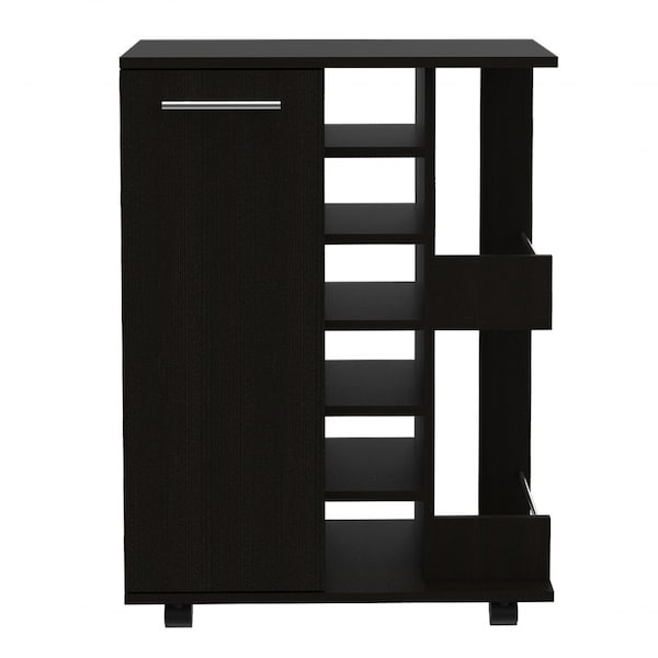 Homeroots Black Rolling Bar Cart With Wine Storage 477740 - main