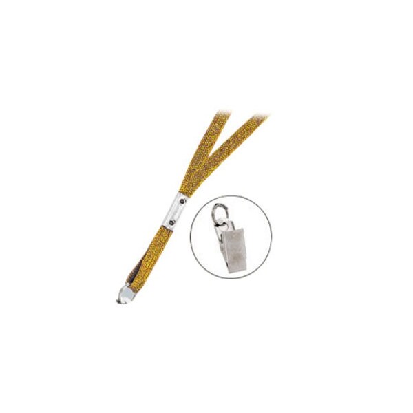 Brady LANYARD STANDARD, YELLOW, 3/8in, FLAT WOVEN LANYARD W/NICKEL PLATED STEEL BULLDOG 2135-3559 - main