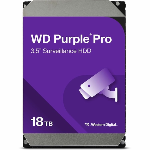Western Digital WD Purple Pro 18TB Hard Drive, 3.5 in. Internal, SATA/600, Conventional Magnetic Recording Method WD181PURP - main