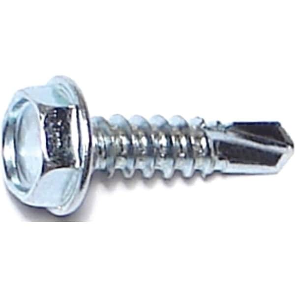Midwest Fastener Self-Drilling Screw, #10 x 3/4 in, Zinc Plated Steel Flange Hex Head External Hex Drive 10279 - main