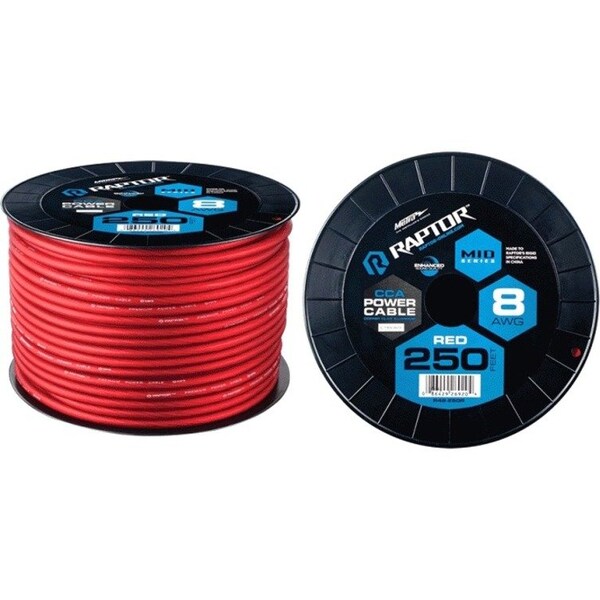 Raptor 8 AWG/250' POWER CABLE, RED CCA R4R8250 - main