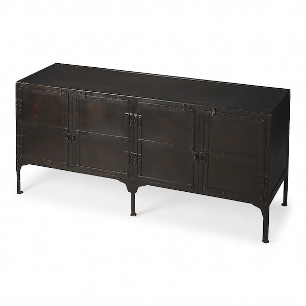 Homeroots 62in Black Iron Sideboard Console Cabinet 389724 - main