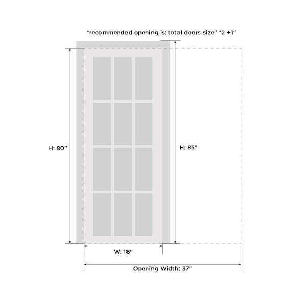 Sartodoors Pocket Interior Door, 18" x 80", Gray QUADRO4111PD-KS-18 - main
