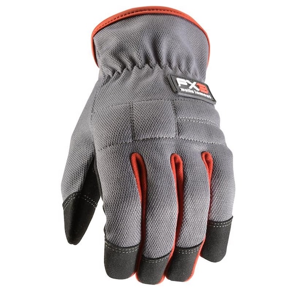 Wells Lamont FX3 Men's Indoor/Outdoor Work Gloves Gray/Red XL, Pair 7862XL - main