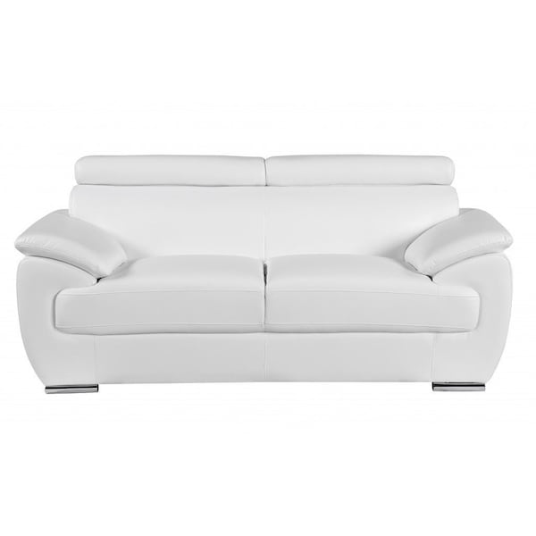 Homeroots 69in White And Silver Faux Leather Loveseat 329524 - main