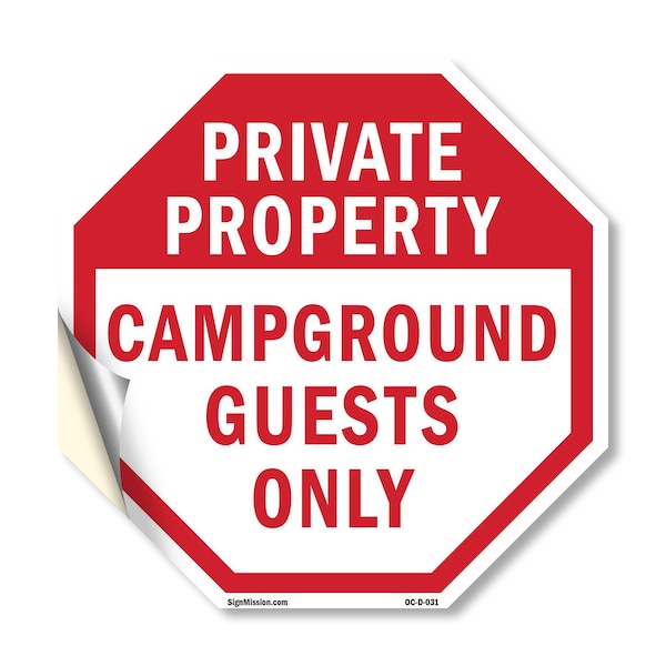 Signmission Private Property Campground Guests, 10 Inch X 10 Inch, Vinyl Decal OC-D-10-31 - main