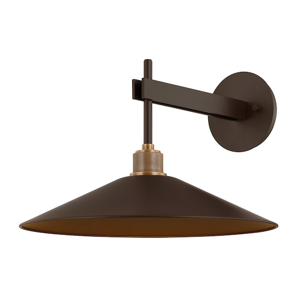 Troy Lighting Harac Integrated LED Exterior Wall Sconce, Patina Brass and Bronze, 15 In x 10.75 In B7811-PBR/BRZ - main
