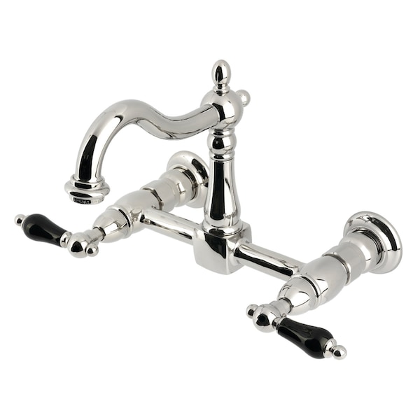 Kingston Brass Two-Handle Wall Mount Bridge Kitchen Faucet, Polished Nickel KS1266PKL - main