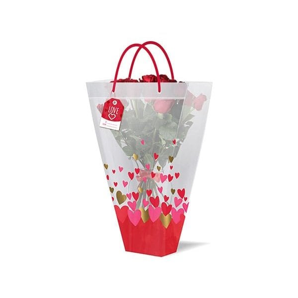 Nashville Wraps Valentine Floral Vase Carrier Bag, 19 x 14 x 5, 25PK 25VALFLBAG - main